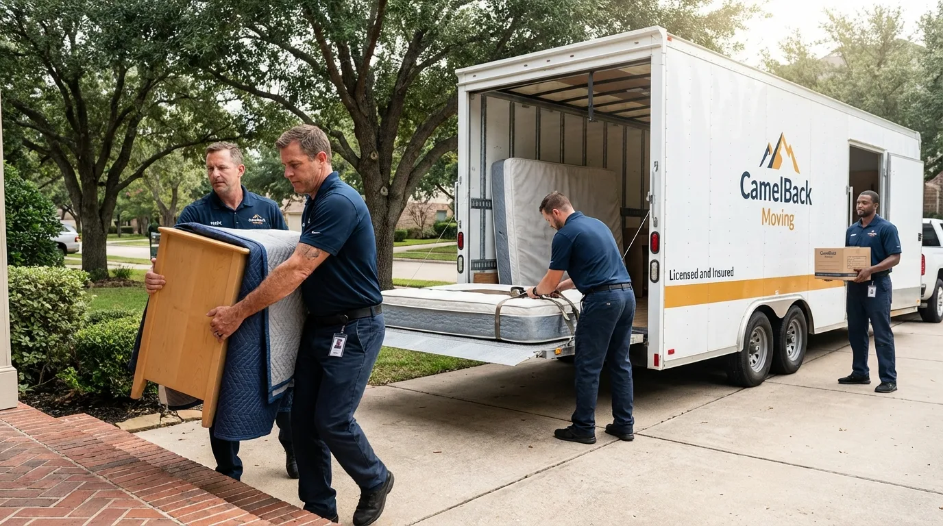 Crew loading residential truck for cross-state move from Chittenden, VT