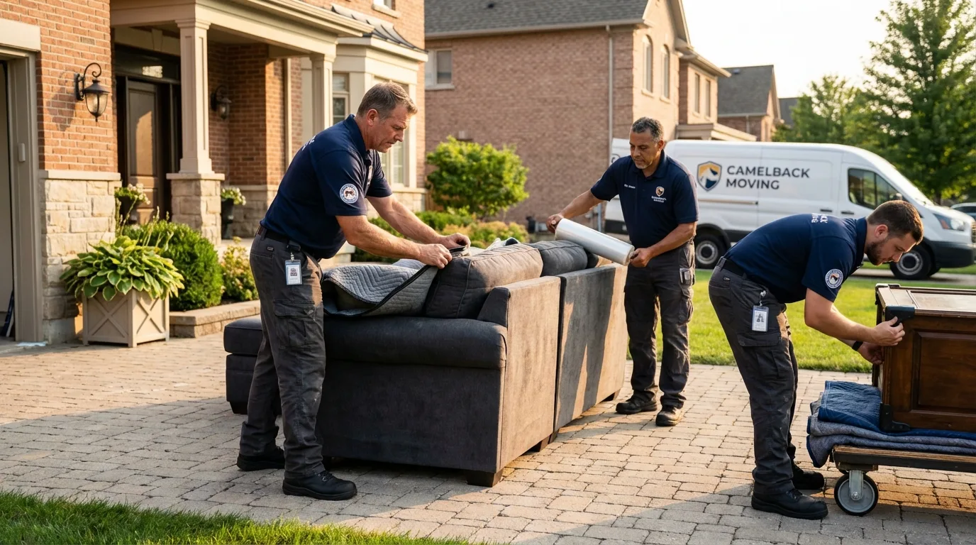 Large estate moving crew wrapping furniture in Chittenden, VT